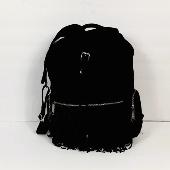 PINK Victoria\'s Secret Black Canvas Drawstring Backpack with Front Zip Pocket Victoria main image 3